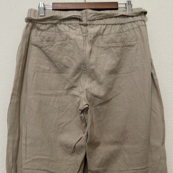 Soho Linen Pants Womens Medium Tie Waist Straight Leg Utility Vacation Spring - Picture 4 of 15